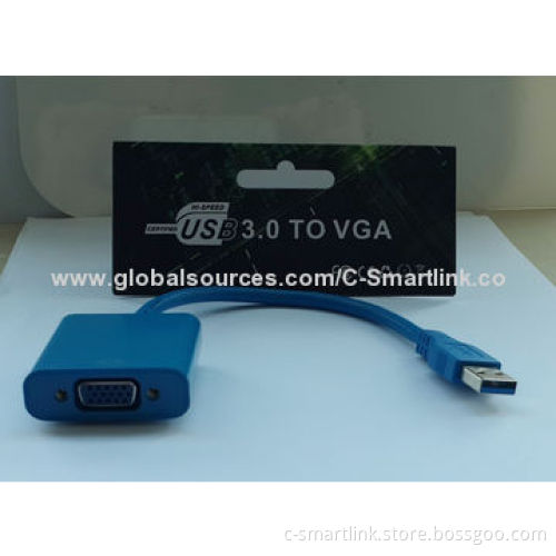 USB3.0 Adapter, USB3.0 to VGA, ABS Shell, Supports Microsoft's Windows 7, 8, Control Panel, 1,080P